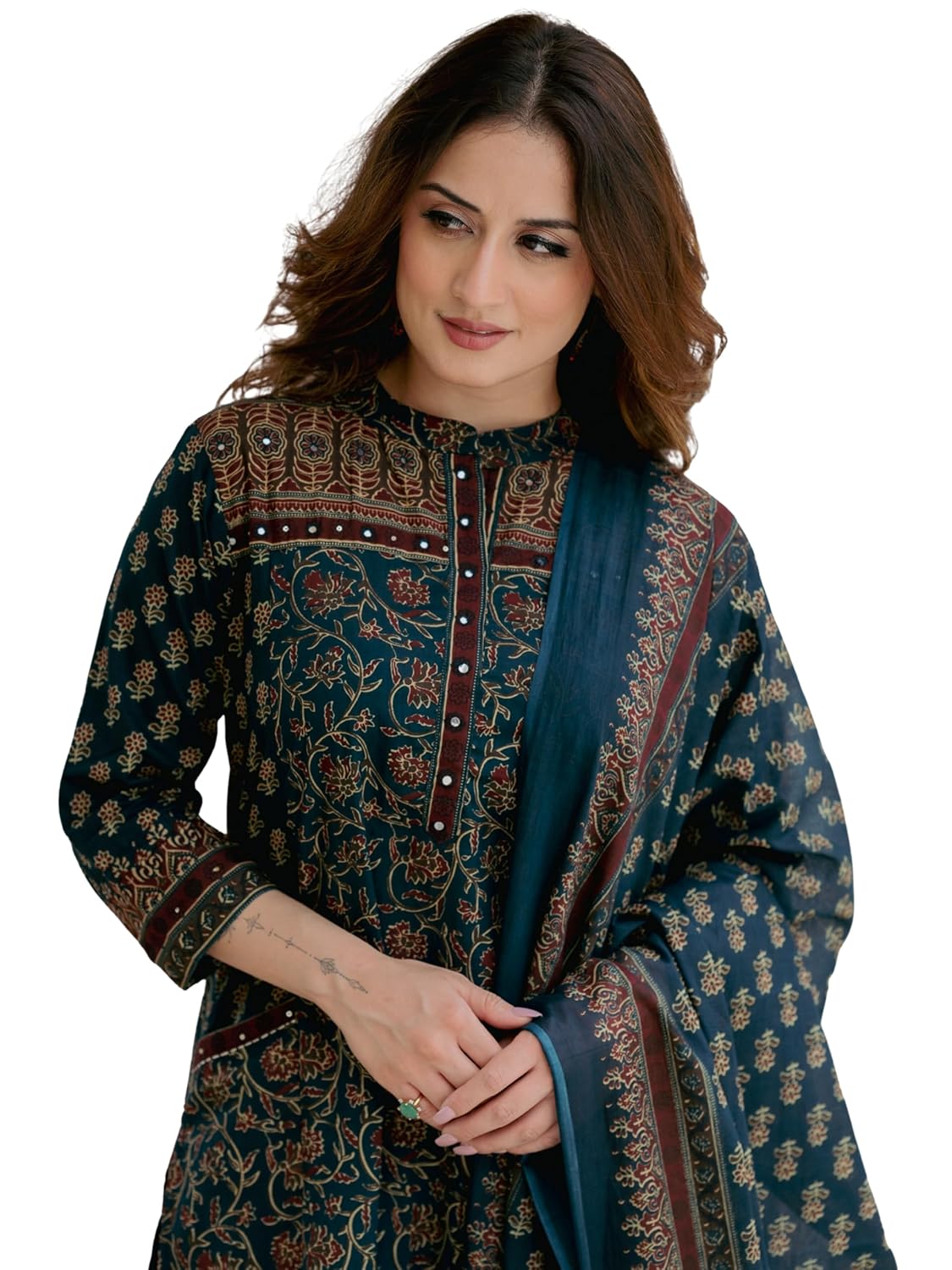 Arayna Women’s Cotton Printed Kurta Set with Palazzo Pants and Dupatta | Ethnic Straight Kurta Arayna Women’s Cotton Printed Kurta Set with Palazzo Pants and Dupatta | Ethnic Straight Kurta