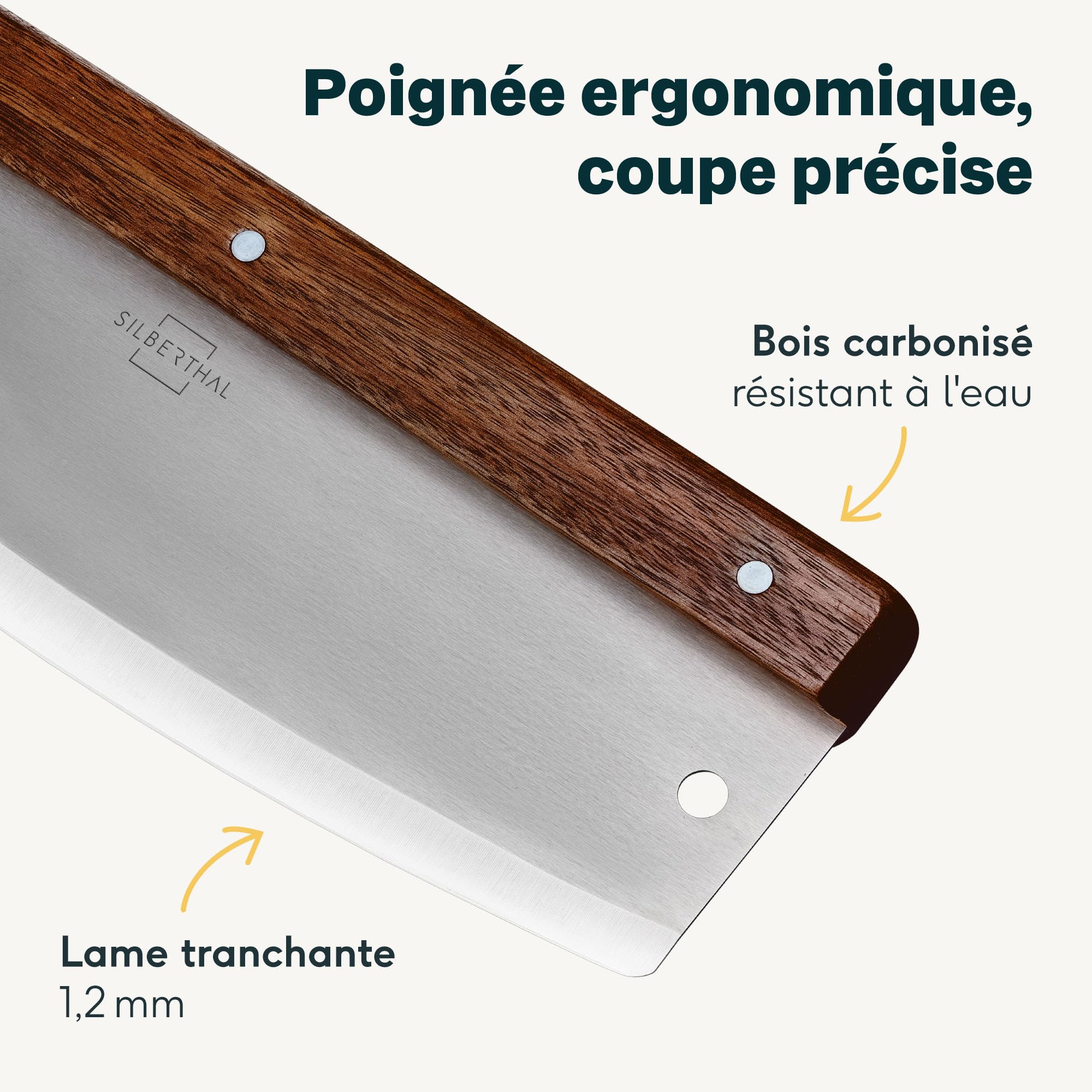 SILBERTHAL Set pierre à pizza 4 pièces – Pelle à pizza en acier inoxydable avec pierre à pizza, roulette à pizza 32 cm & planche de service