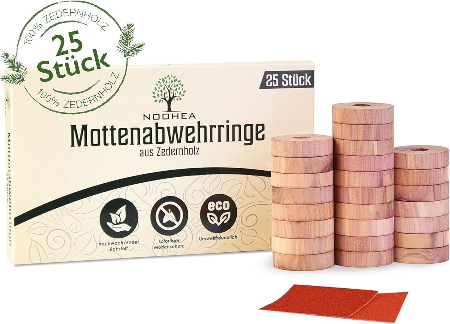 NOOHEA Natural Organic Moth Repellent Made of Cedar Wood [25 Pieces