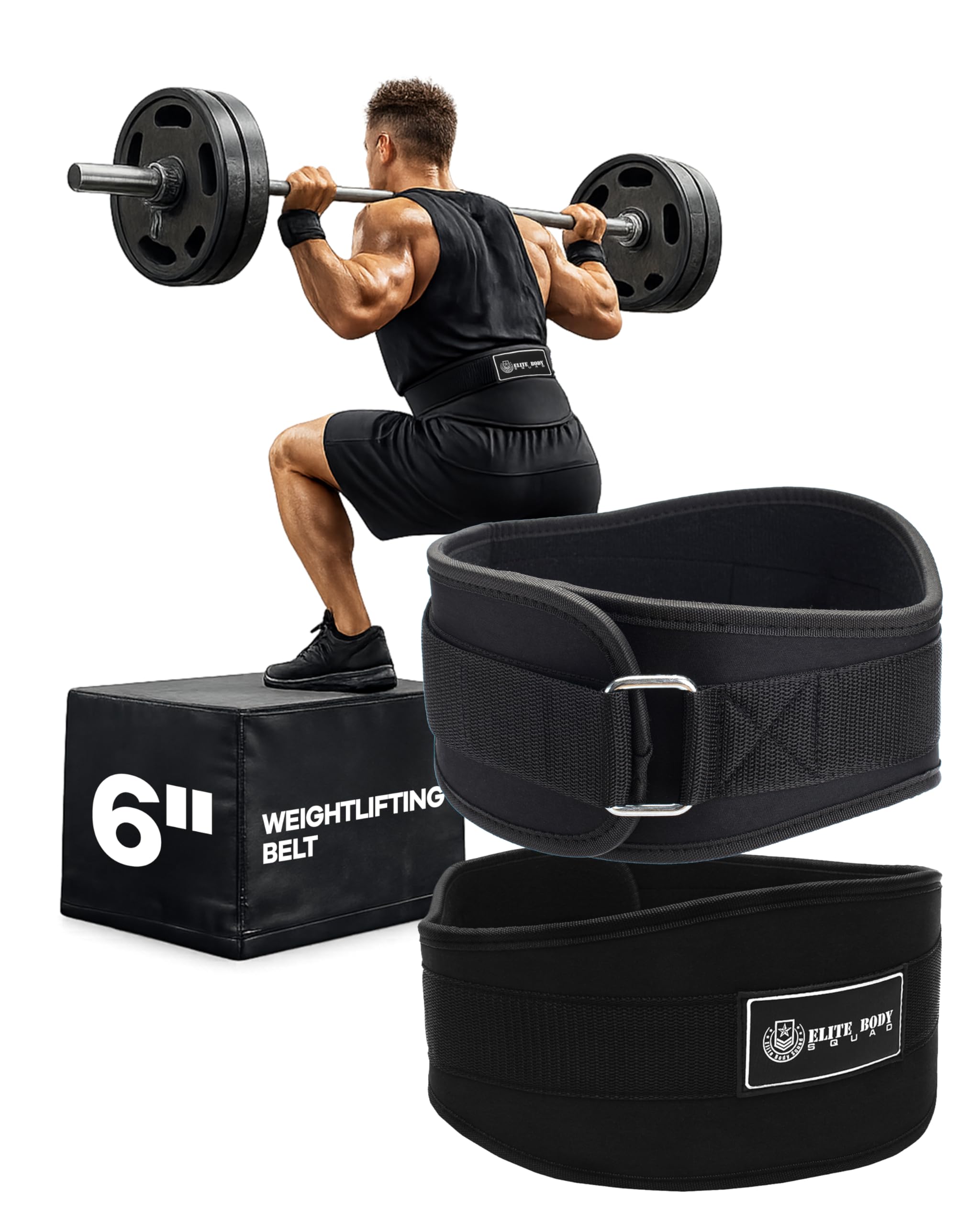 Cintura per sollevamento pesi – Cintura in neoprene della migliore qualità per Powerlifting per un sostegno lombare superiore – Perfetta come cintura per gli addominali in palestra – Accessorio per il Bodybuilding leggero per gli uomini + Cintura di soste
