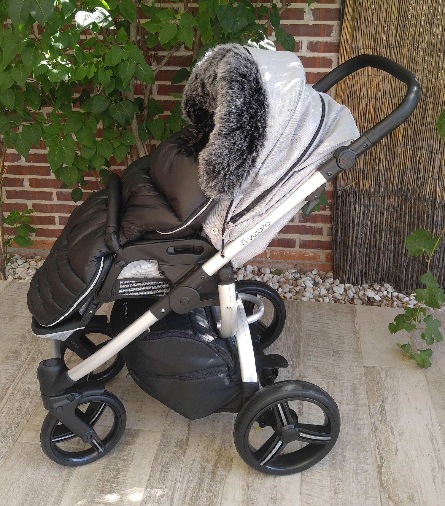 Vizaro - Saco Térmico de Invierno para Carrito o Silla de Paseo Bebé - Abriga y no suda - Gama Alta Premium - Color azul con Forrito Pelusa Gris - H