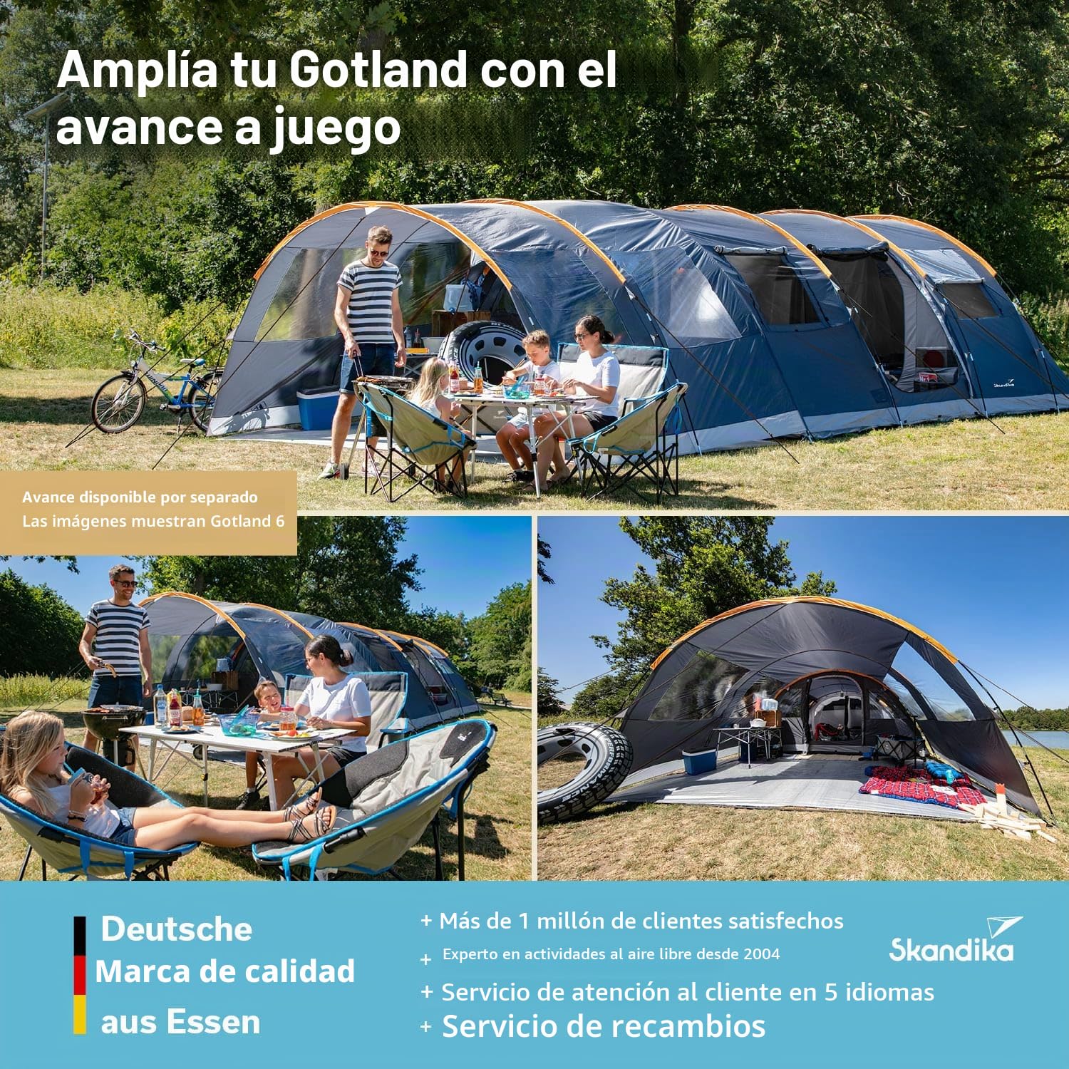 skandika Gotland 5 Sleeper Protect - Tienda de campaña Familiar - mosquiteras - Suelo Cosido en Forma de bañera - túnel