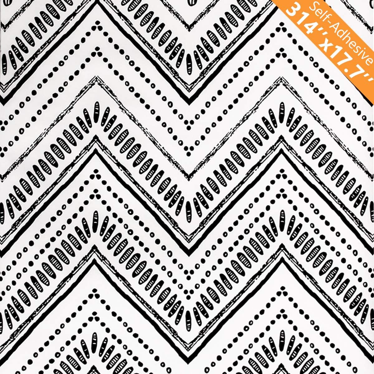 MulYeeh 17.5'' x 314'' Peel and Stick Wallpaper Modern Circle Oval Stripe Black White Wallpaper Self-Adhesive Removable Wall Covering Prepasted Decorative 17.5" x 314" Multicolor-7