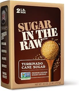 In The Raw Turbinado Cane Sugar 2 lb Box - Pure All-Natural Granulated Sugar, Non-GMO Verified, Vegan Kosher Gluten-Free