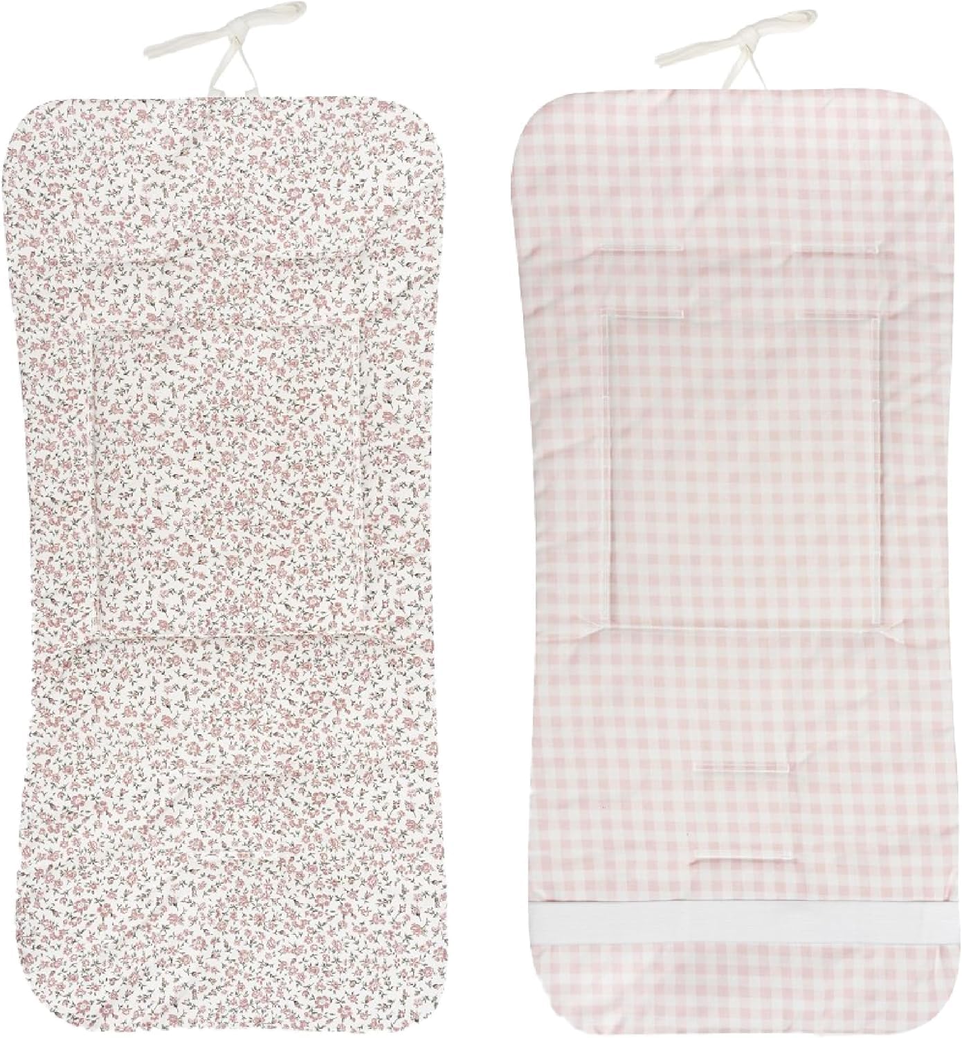 Danielstore Colchoneta Silla Paseo Universal | 80x39cm, 100% algodón | Reversible, transpirable, adaptable, fácil de colocar | Comodidad y protección para bebé (Flores rosa)