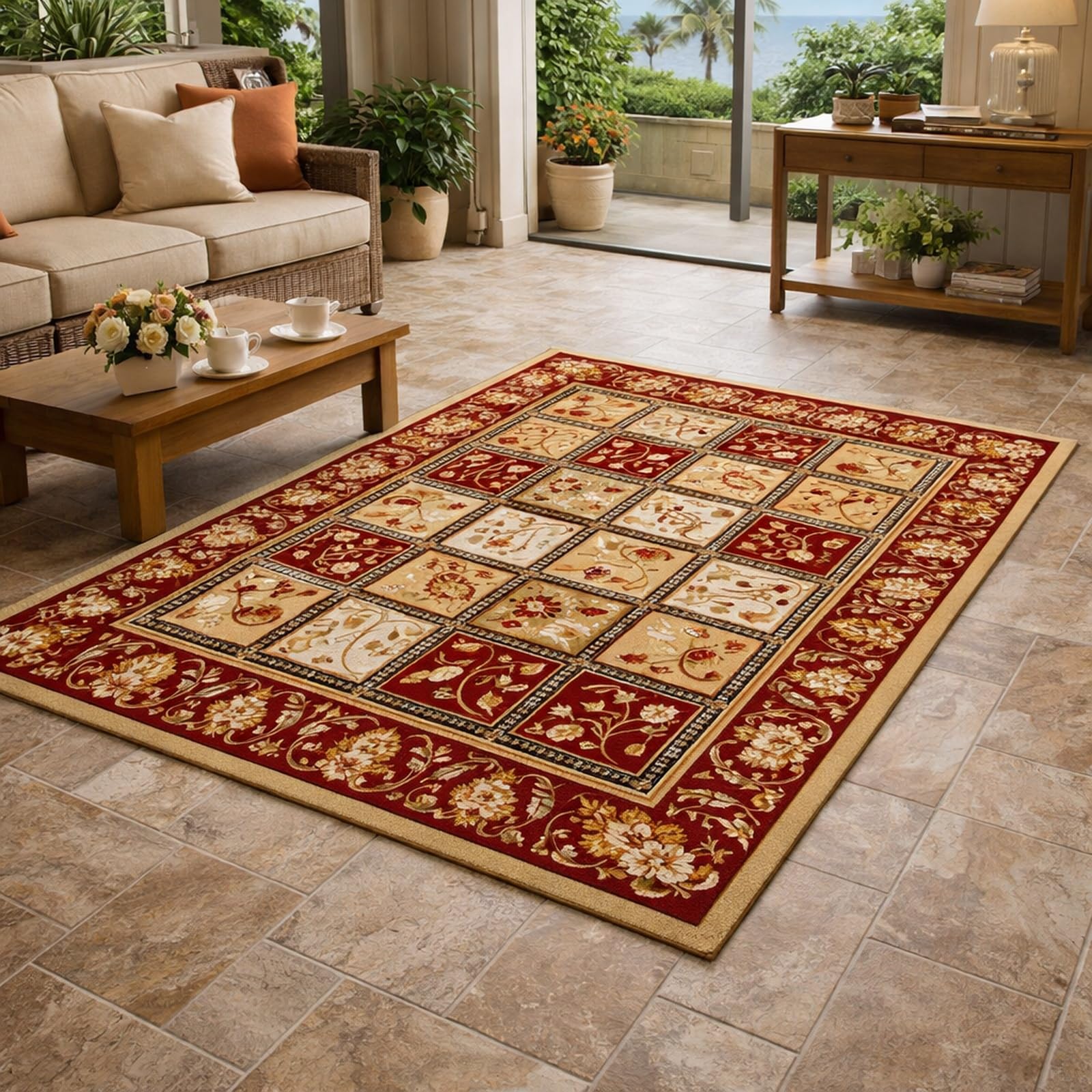 Tapis de décoration à poils ras facile à nettoyer pour salon