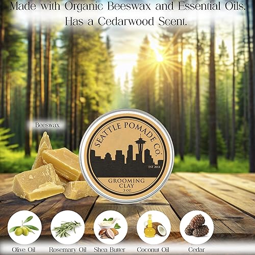 Miniatura 4 de Seattle Pomade Co. Arcilla de aseo para el cabello, certificado por USDA, con aceites esenciales orgánicos, a base de cera de abejas. Fabricado con