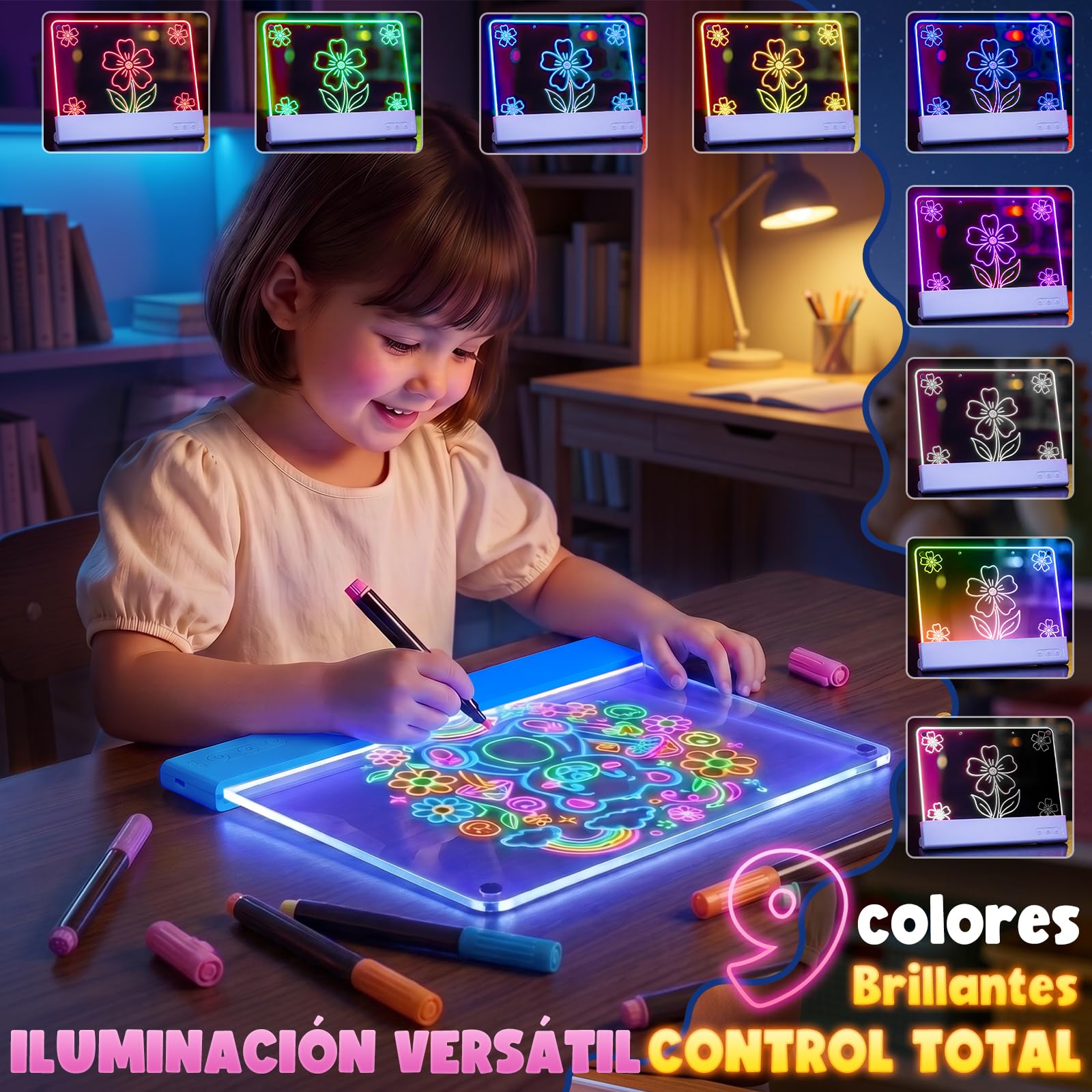 Pizarra LED Niños, Pizarra Luminosa de Doble Panel