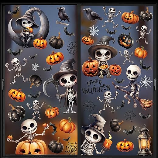 JOFONY Halloween Window Stickers – 9 Sheets