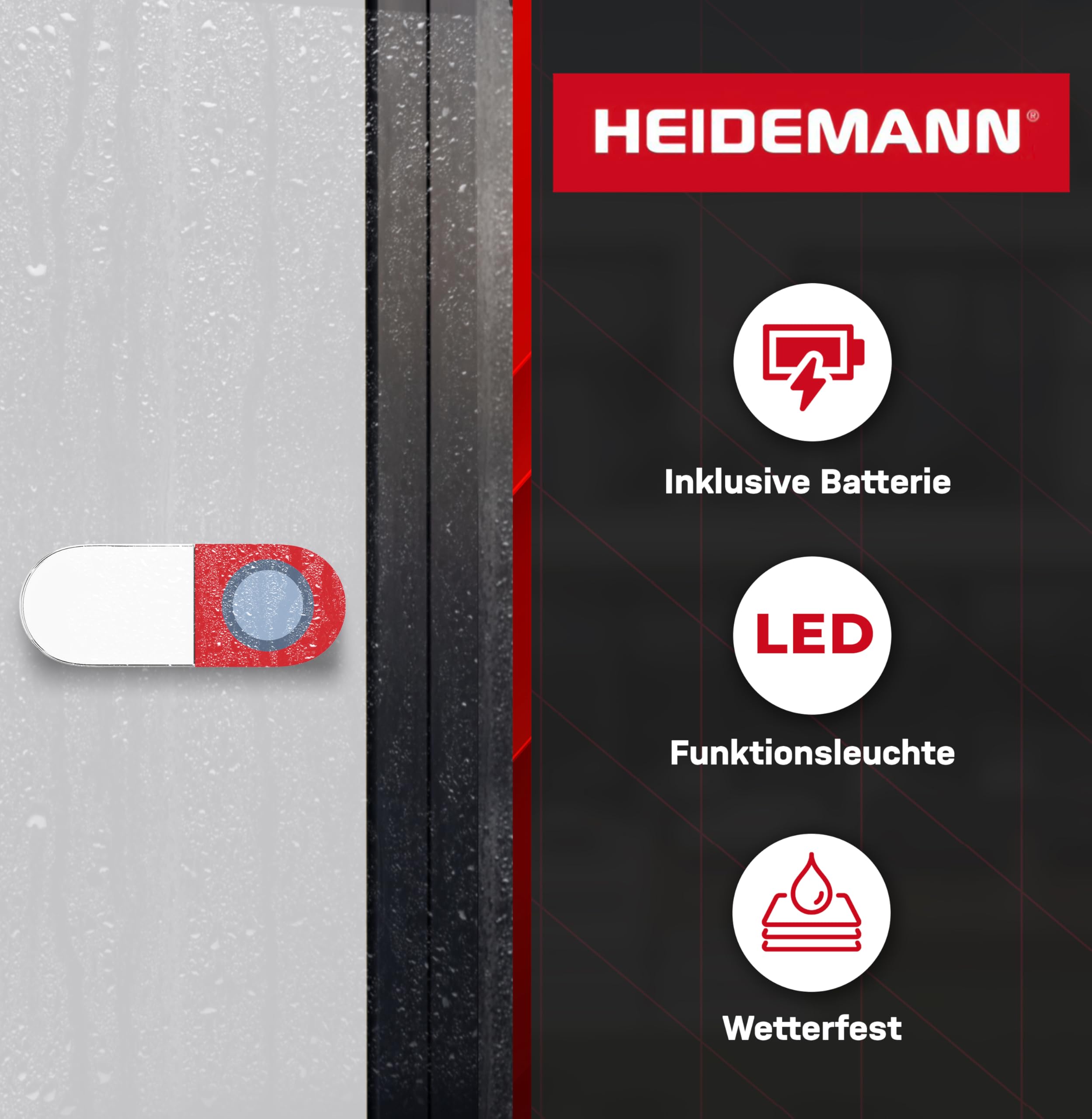 Heidemann Kit de carillon radio FC Bayern München, étoile du sud, FCB, jusqu'à 89 dB, résistant aux intempéries, avec piles, dimensions 135 x 80 x 95 mm, poids 300 g