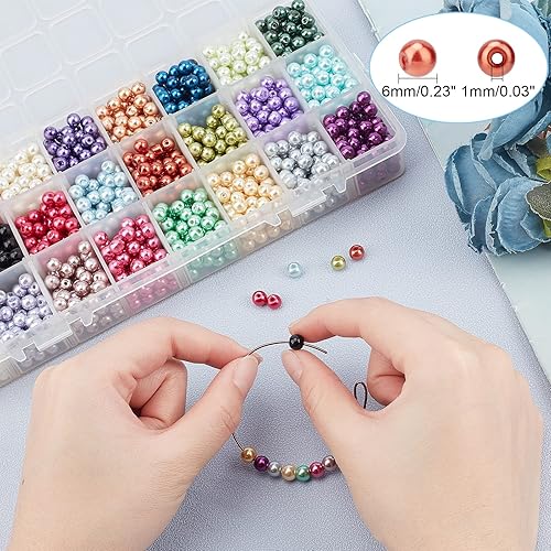 Miniatura 3 de PH PandaHall - Juego de cuentas redondas de cristal para hacer joyas, 6MM