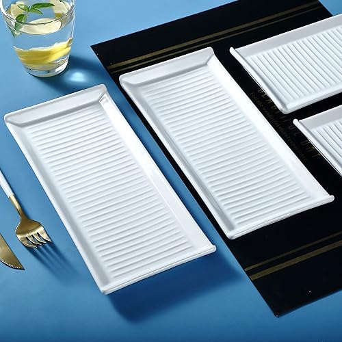 Miniatura 7 de Bruntmor Ceramic Serving Platters (10.5 X 5 Inch Rectangle Plates) Serving Dishes for Entertainment, Food Appetizers, Deserts, Starter, Sushi Set of