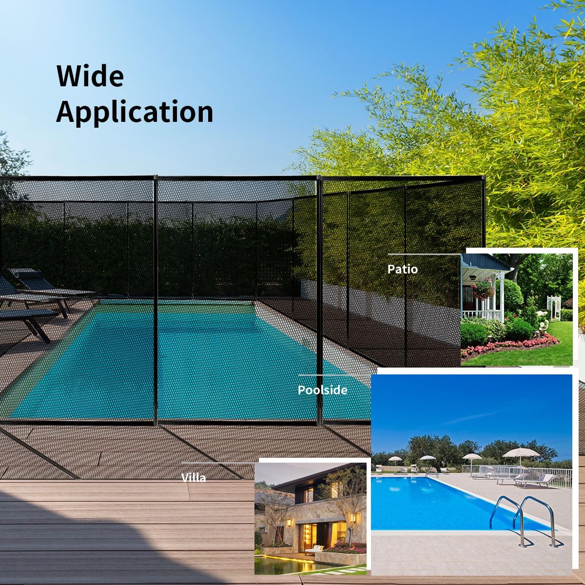 Giantex Pool Fence for In-Ground Easy DIY Installation Pool Barrier Safety Mesh Fence 4FootX12Foot Swimming Pool Fence, Black