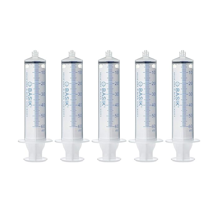 Buy BASIK 60cc 60ml Syringe Luer Lock Tip Silicone Oring Syringe