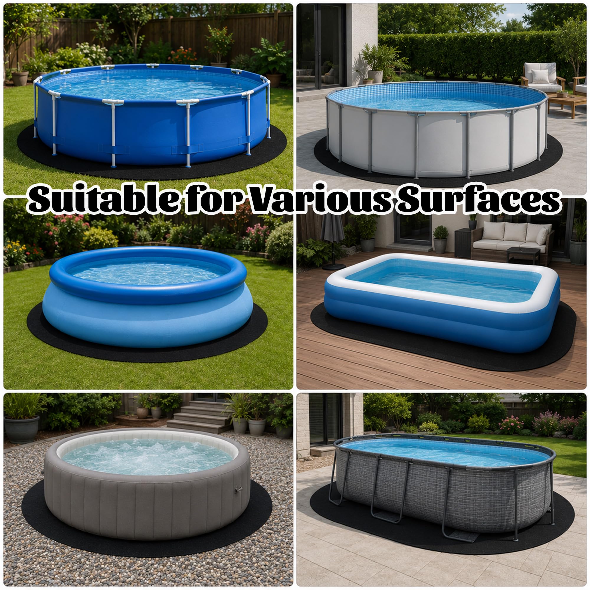 4m Rund Pool Unterlage Outdoor - Premium Filz Bodenschutzmatte für Whirlpools & Aufstellpools, rutschfeste & wasserdichte Poolmatte, Einfach Zuschneidbar, Wasserabsorbierend und Faltbar