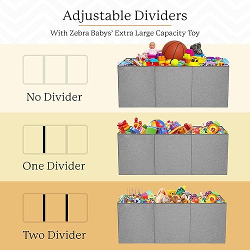 Miniatura 5 de Zebra Baby Organizador de almacenamiento de juguetes para niños y niños pequeños, 40 x 13.5 x 16.5 pulgadas, baúl plegable grande para juguetes para