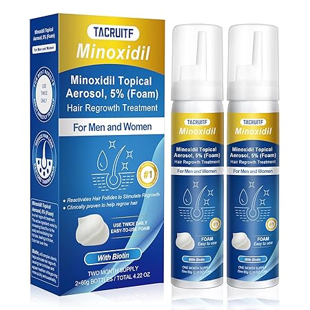 Minoxidil Foam, 5% Topical Minoxidil Foam, Infused with Biotin, Hair Growth Treatment, Minoxidil for Men and Women, Supports Thicker and Fuller Hair & Beard (Minoxidil Foam, 4.22oz, 2 Month Supply)