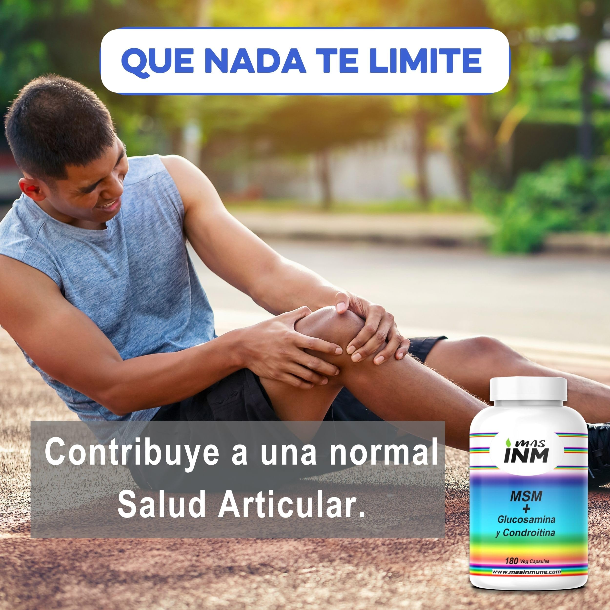 MSM con Glucosamina y Condroitina – Antiinflamatorio Natural que Reduce el Dolor – Para Articulaciones – Fortalece Cartílagos y Huesos – Sin Aditivos -180 Cápsulas – Alta Dosis 2100 mg - Masinmune