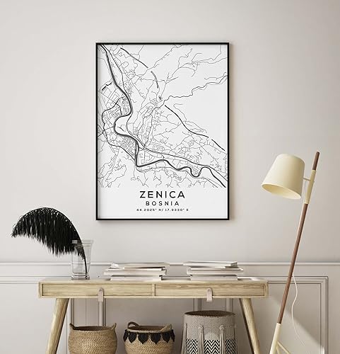 Miniatura 8 de Mapa de Zenica, Bosnia, Light 2 (12x16)
