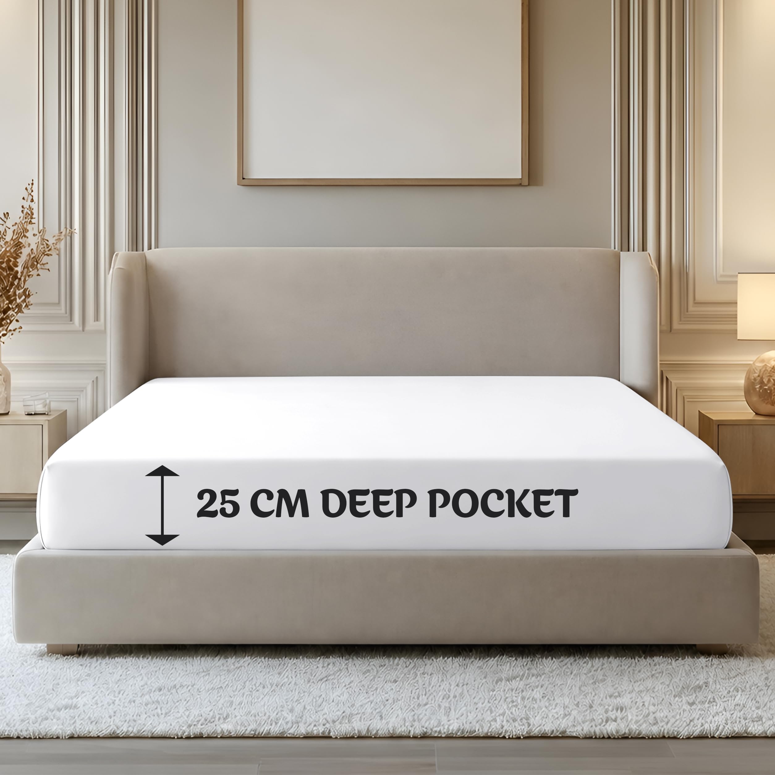 Oxford Homeware White Single Fitted Sheets -100% Brushed Microfibre 1800 Easy Care 25 cm Deep Single Bed Sheet - Shrinkage and Fade Resistance