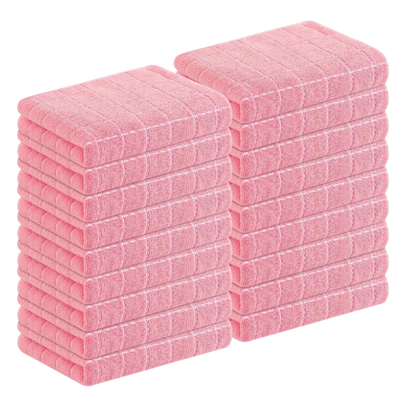 Homaxy 100% Cotton Terry Kitchen Towels, 18 Pack, Pink | Ultra Soft and Absorbent Dish Towels for Kitchen, Suitable for Drying and Washing Dishes