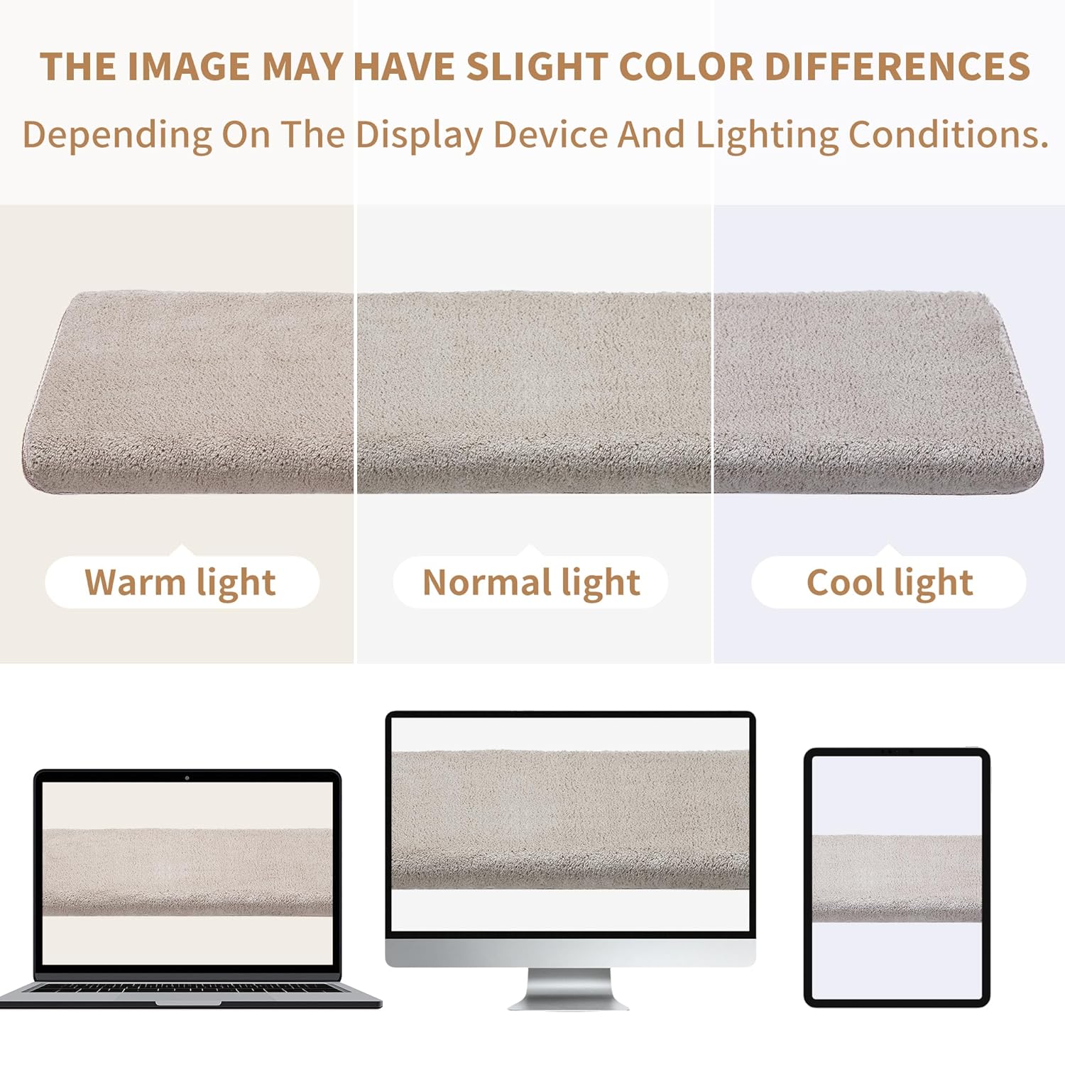 Bullnose Stair Treads Non Slip 9.5" x 32", 14 Pcs Ultra Plush Carpet Stair Treads for Wooden Steps Indoor with Edge Protection, Reusable Peel and Stick TPU Backing Stair Runner Rugs - Beige Gray