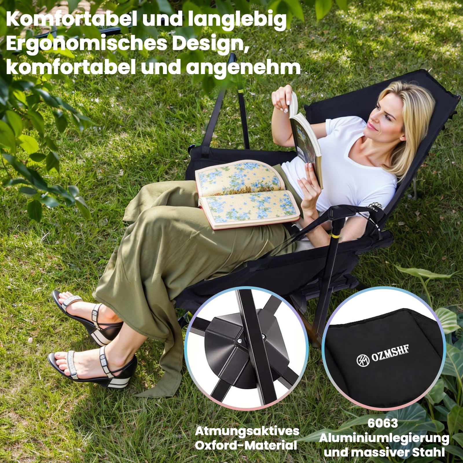 OZMSHF 2 Sätze 360-Grad-Drehung Camping schaukelstuhl und hängematte campingstuhl, Outdoor kesser campingstuhl, Camping Stuhl und campingstühle for Strand, Freizeit（Dunkelgrau） Sonstiges