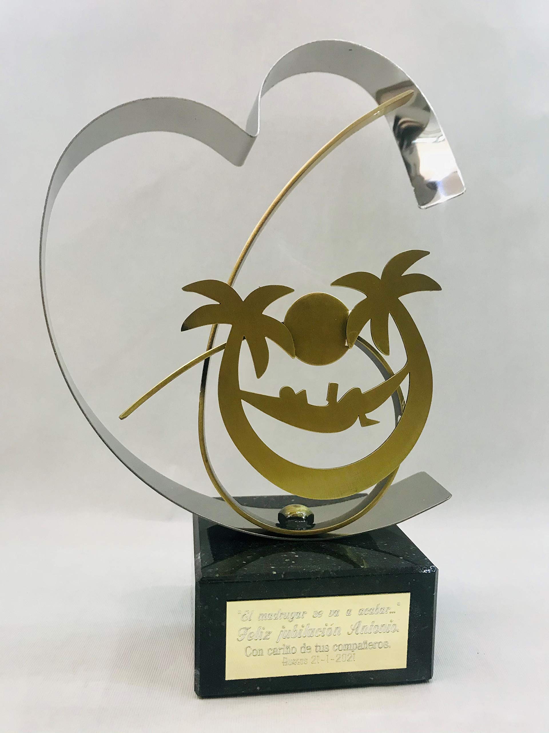 Regalo para Jubilación Hombre o Mujer Personalizado con dedicatoria grabada Figura Jubilado Jubilada Original de Cobre y Zinc