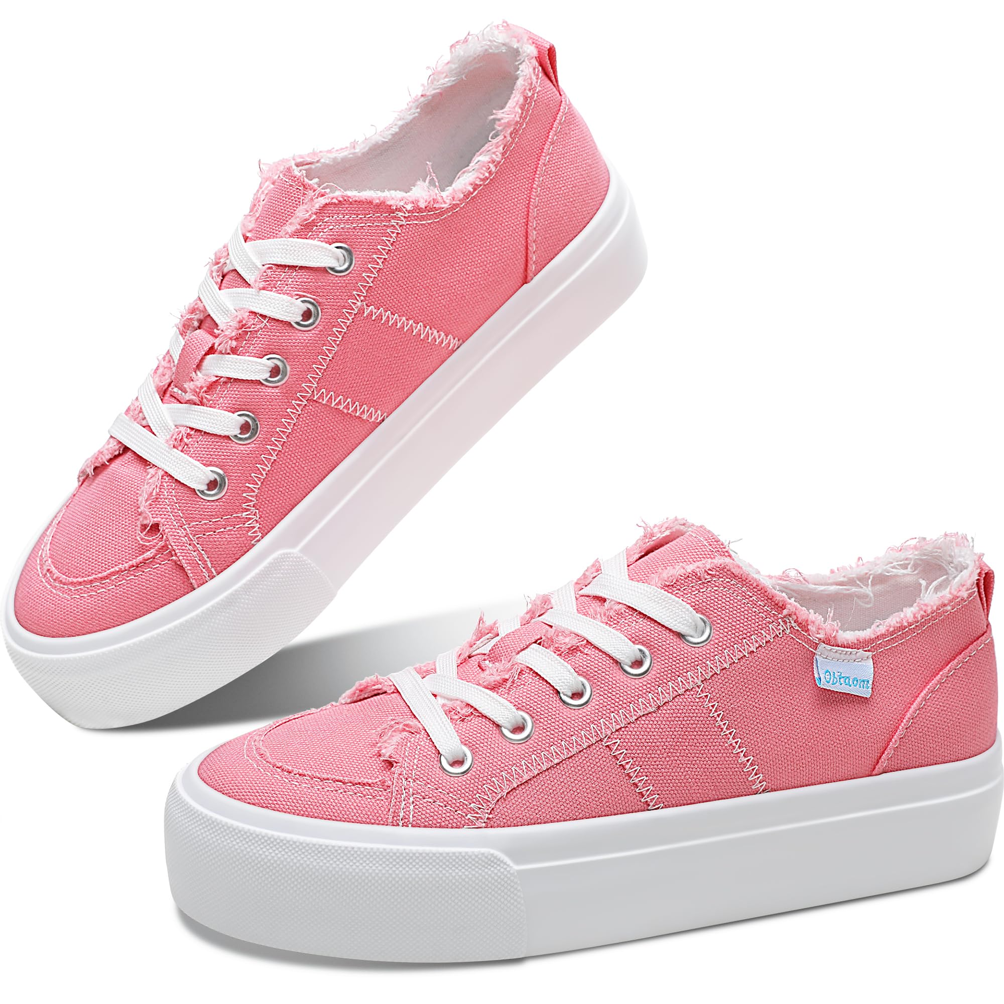 Women Platform Canvas Sneakers White Comfort Play Fashion Sneakers Casual Lift Platform Lace Up Shoes Cute Low Top Walking Shoes for Lady