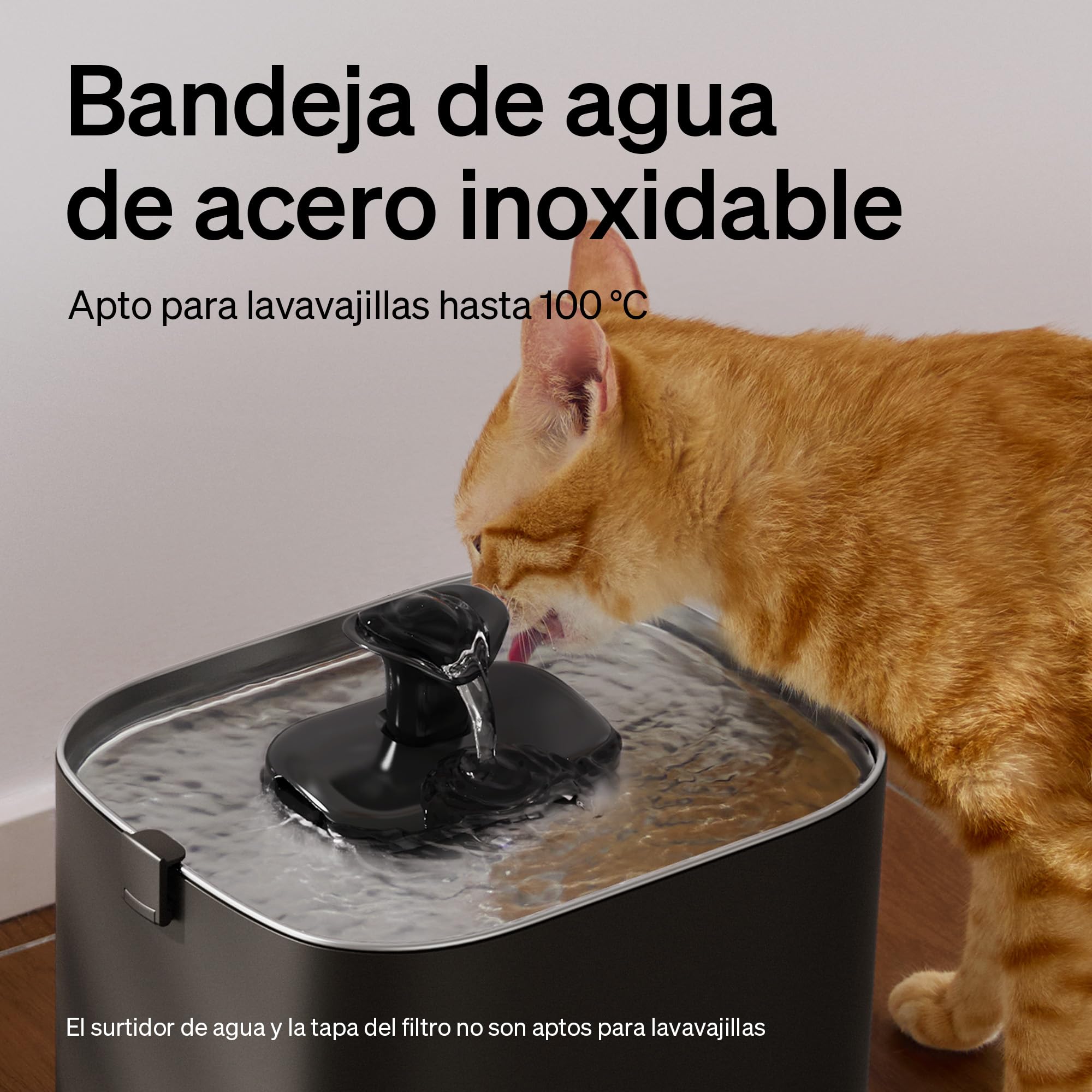 PETLIBRO Dockstream 2 Fuente Agua Gatos, Bebedero Automático App WiFi, 23dB Silencioso, Fácil Limpieza, 3L Acero Inoxidable, sin BPA — Versión Cable Alimentación, Negro