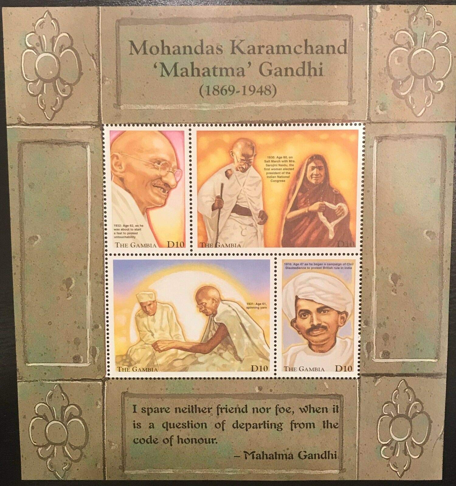 Gambia 1998 Mahatma Gandhi Stamps Miniature Sheet Mnh Desertcart