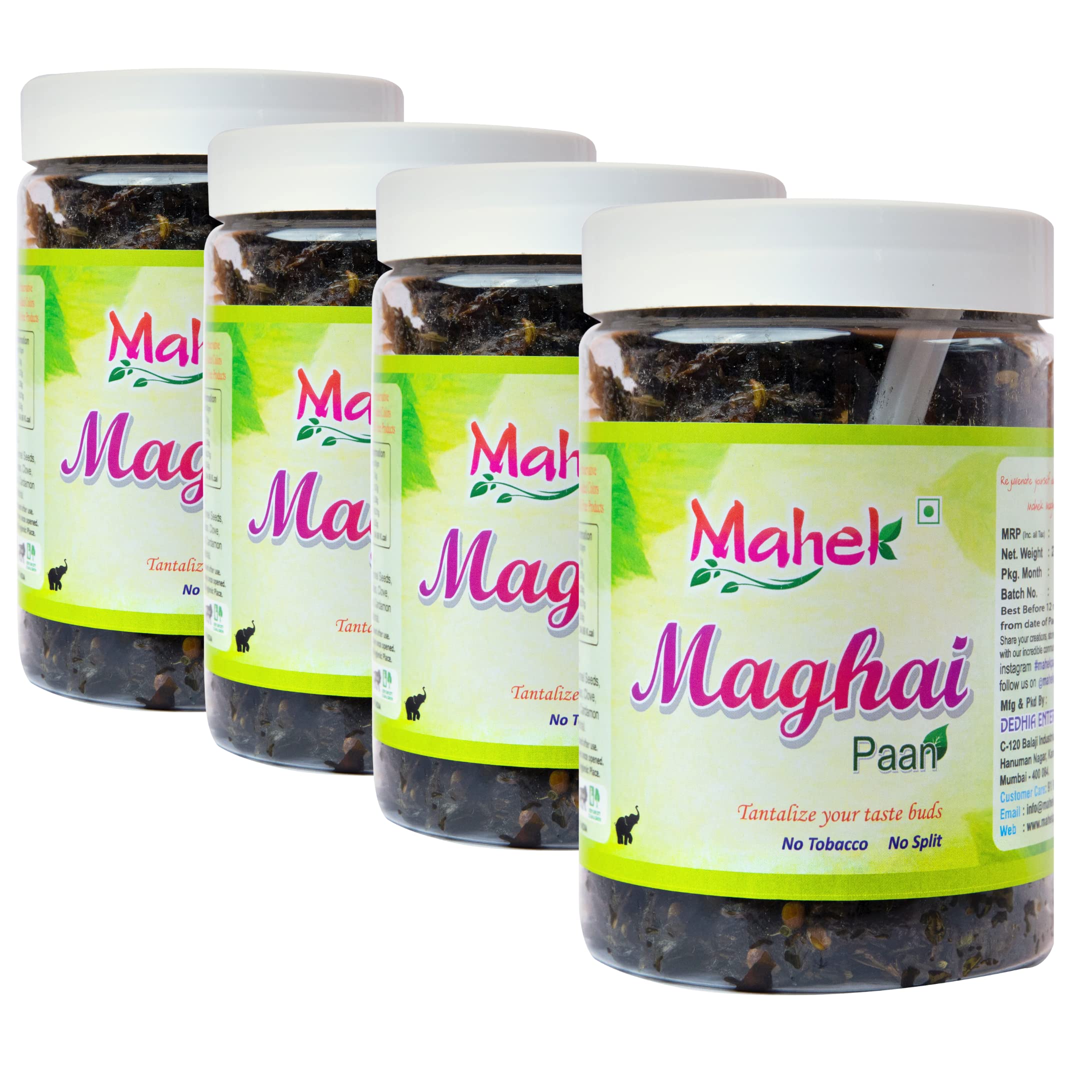 Mahek Maghai Paan Mukhwas 270 gm Jar Pack of 4 | Sweet Mint Mouth Freshener | Digestive After-Meal Snack