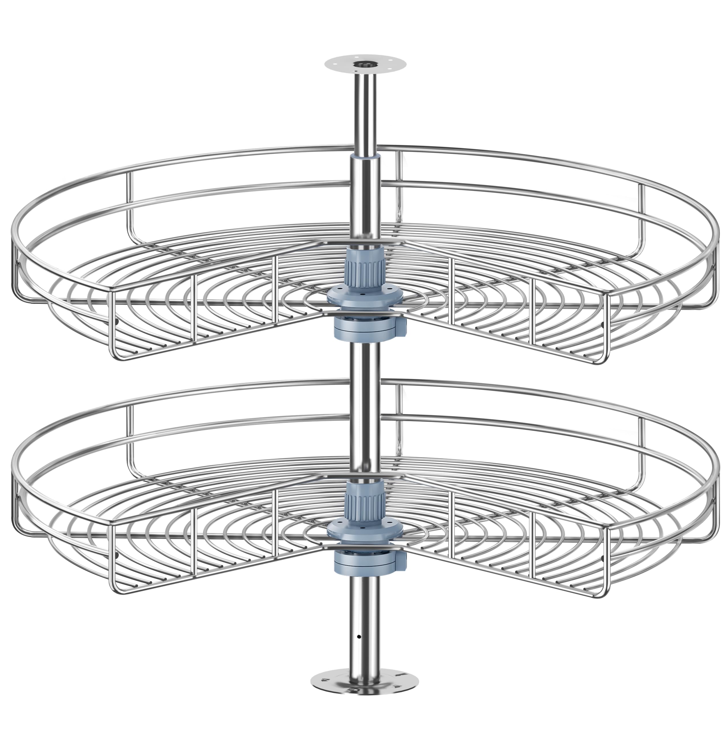 24" Corner Cabinet Lazy Susan - Turntable for Kitchen, Adjustable Height Replacement Shelves for Corner Cabinet, Chrome Silver