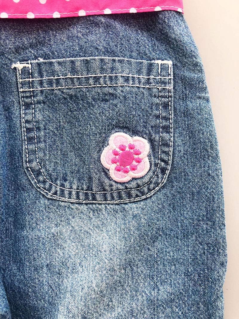 Peacolate 3months-3Years Baby Girls Denim Overalls Embroidery Bib Pants Jeans Jumpsuit - Image 8