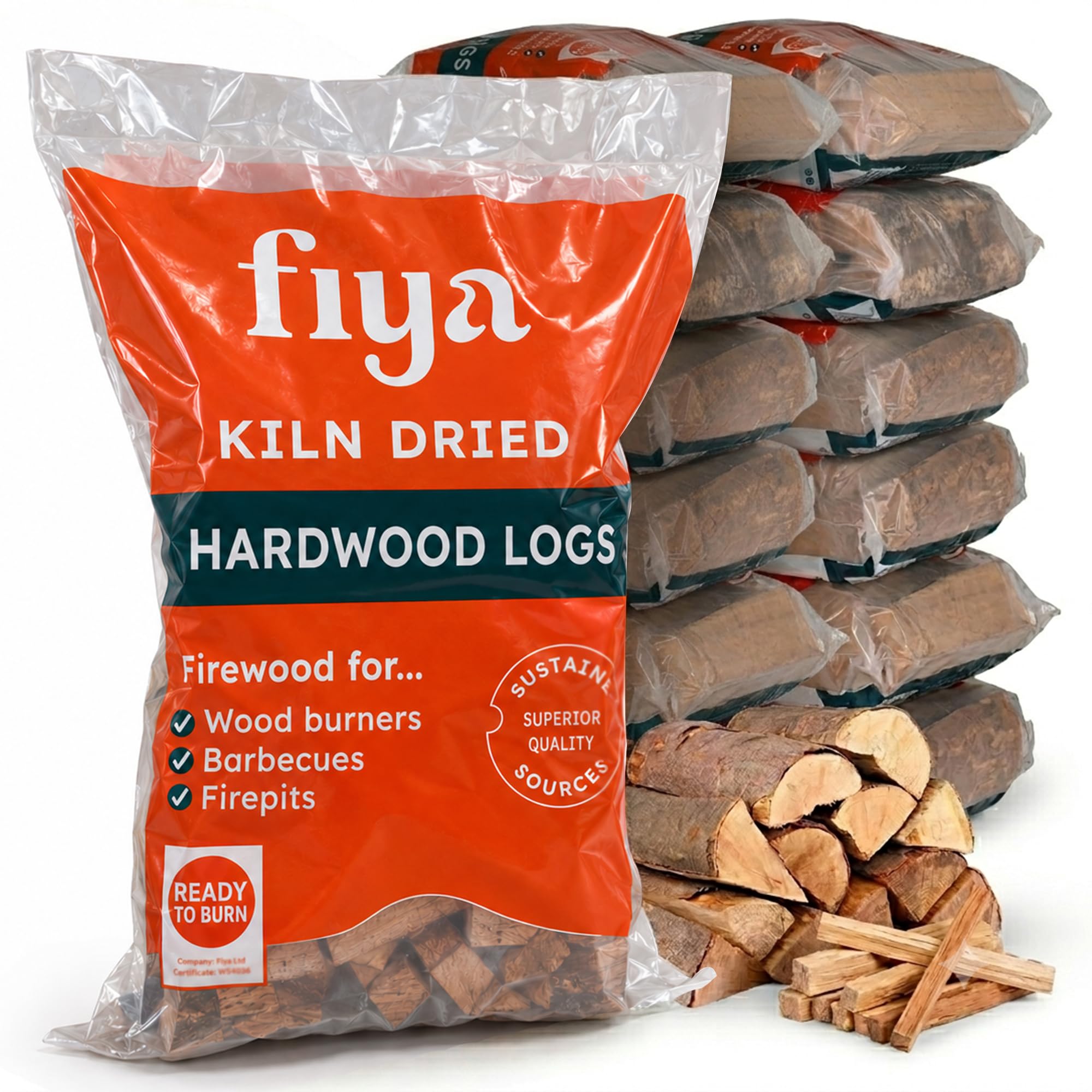 12 Pack Fiya Midi Bags Kiln Dried Logs |20L (Approx. 7.3kg Each)
