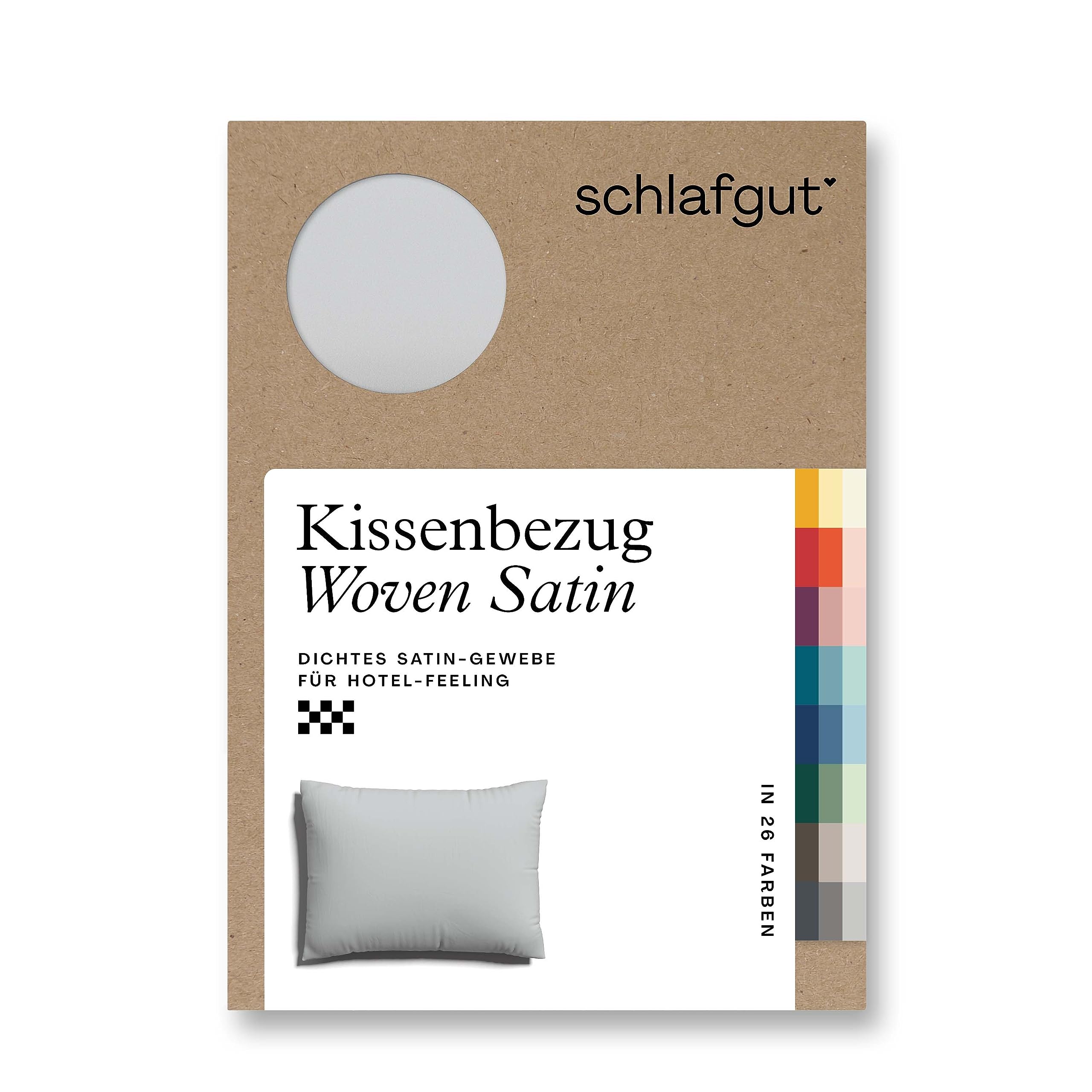 schlafgut Woven Satin Kissenbezug 60x80 cm Grey Light Uni in Premium Hotelqualität, Kopfkissenbezug einzeln mit 100% weicher Baumwolle