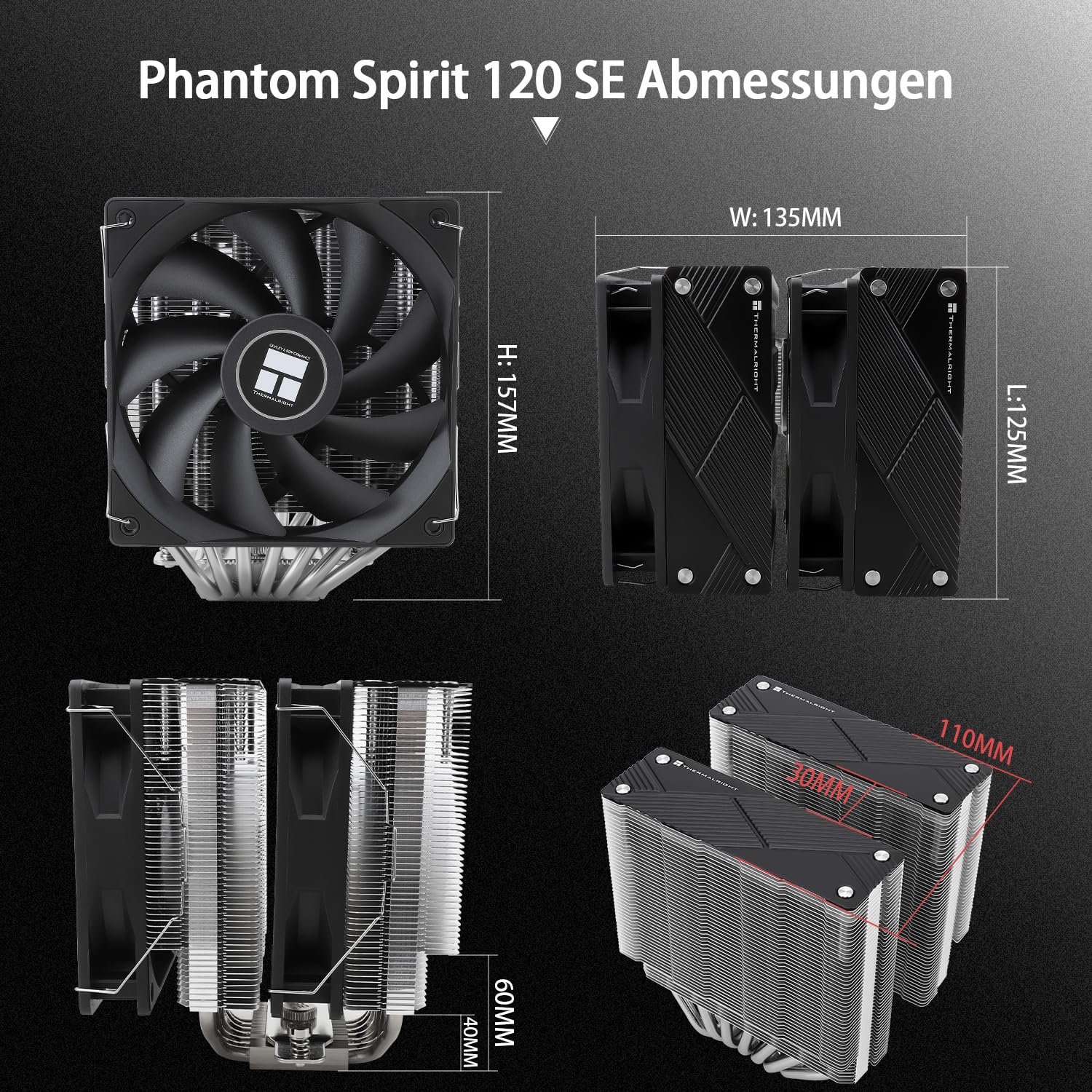Thermalright Phantom Spirit 120 CPU-Kühler,Dual TL-C12B V2 PWM Lüfter, 7 Heatpipes -Kühlung,Mit 1500RPM Geschwindigkeit,Für AMD AM4 AM5/Intel 1700/1150/1151/1200/2011, PC-Kühlkörper