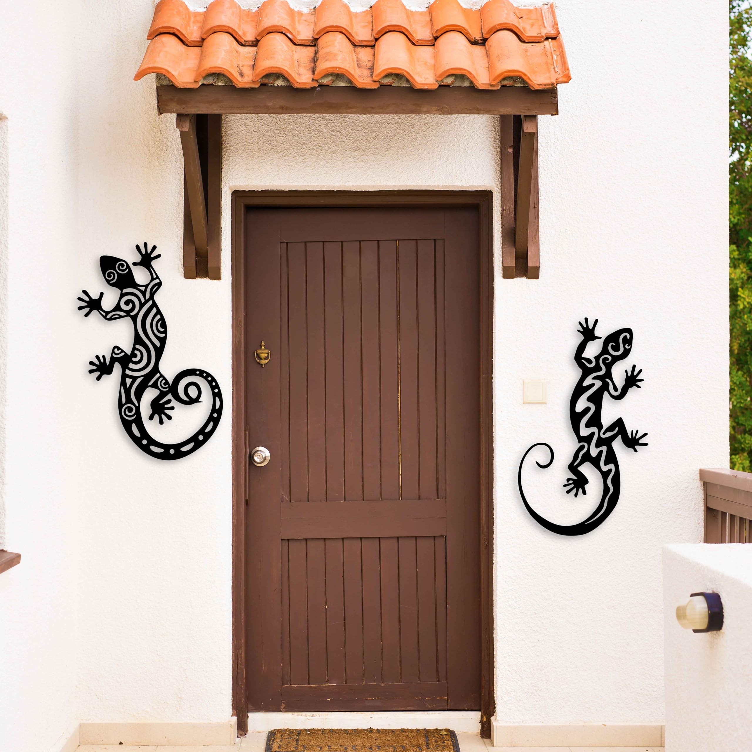 Sculpture murale gecko en métal, art mural en métal lézard, décoration murale de jardin extérieur, décoration murale gecko extra large, art mural d'entrée, décoration de reptile
