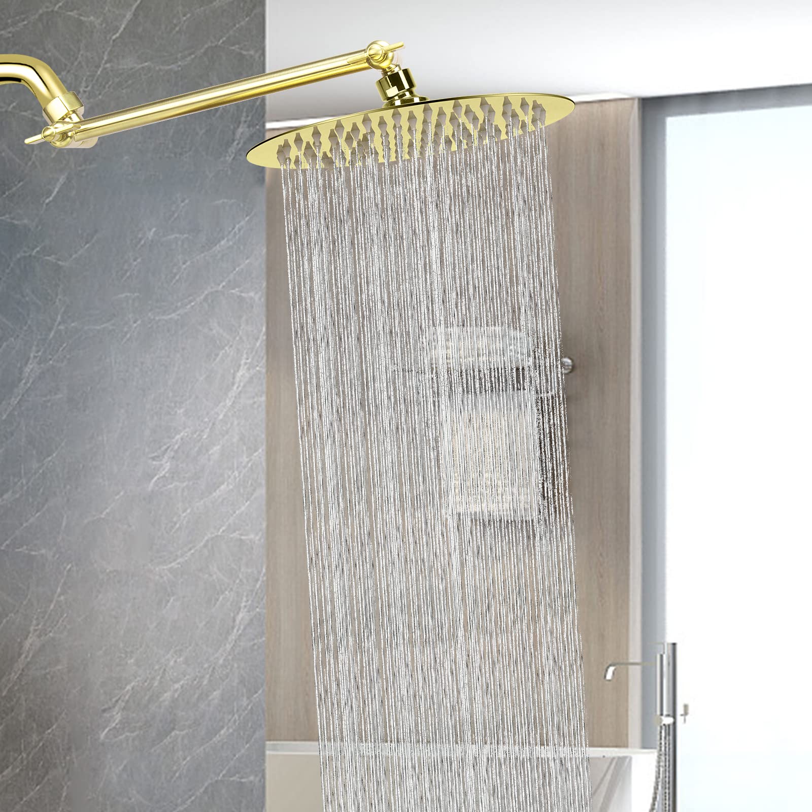 NearMoon Soffione Doccia A Pioggia 40x40 Cm - Ultra Sottile, Alta Pressione, Acciaio Inox, Oro Cromato