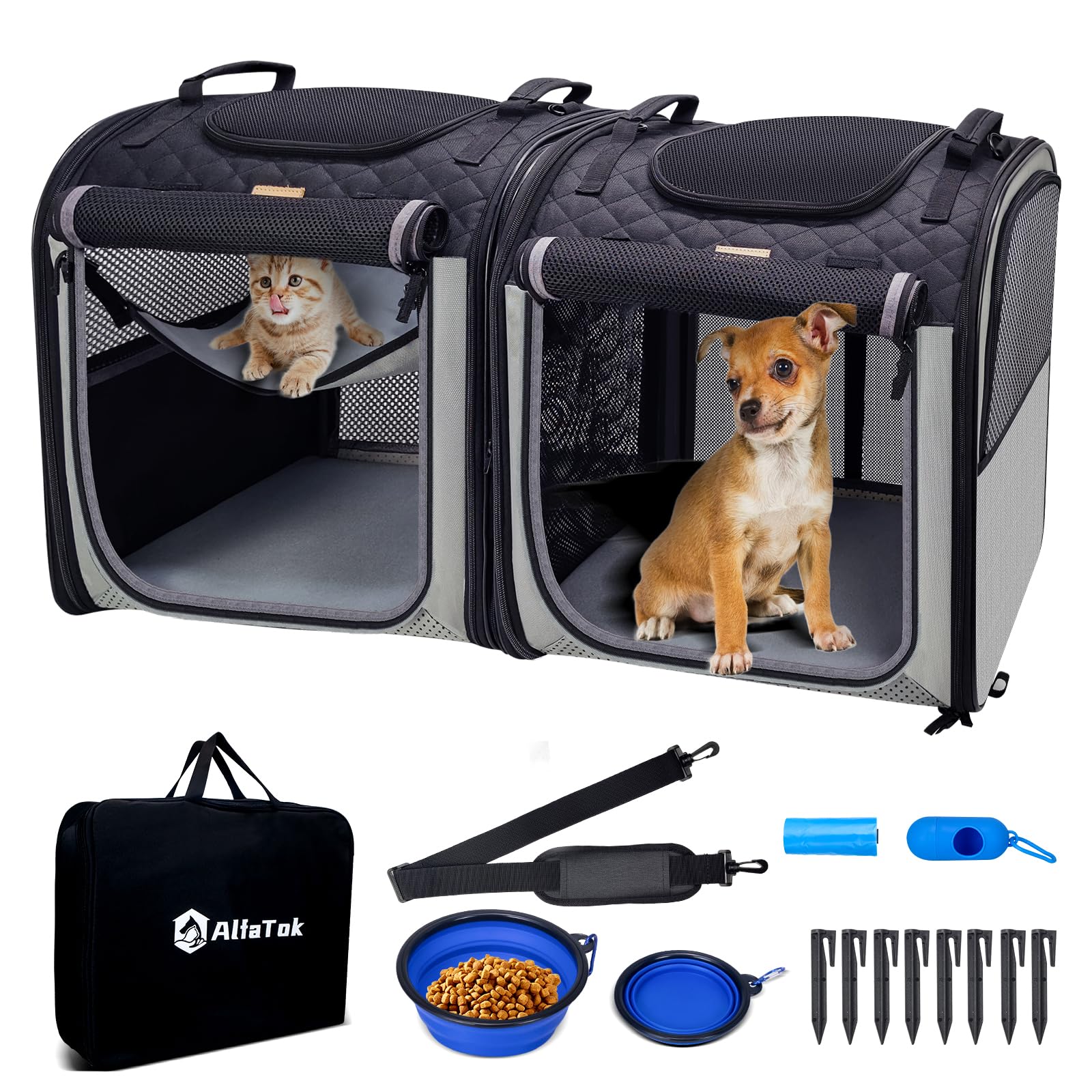 Cat Carrier Soft Sided Dog Carrier, Large Cat Carrier for Large Medium or 2 Small Cats, Portable Cat Travel Carrier, Large Cat Cage Crate Kennel