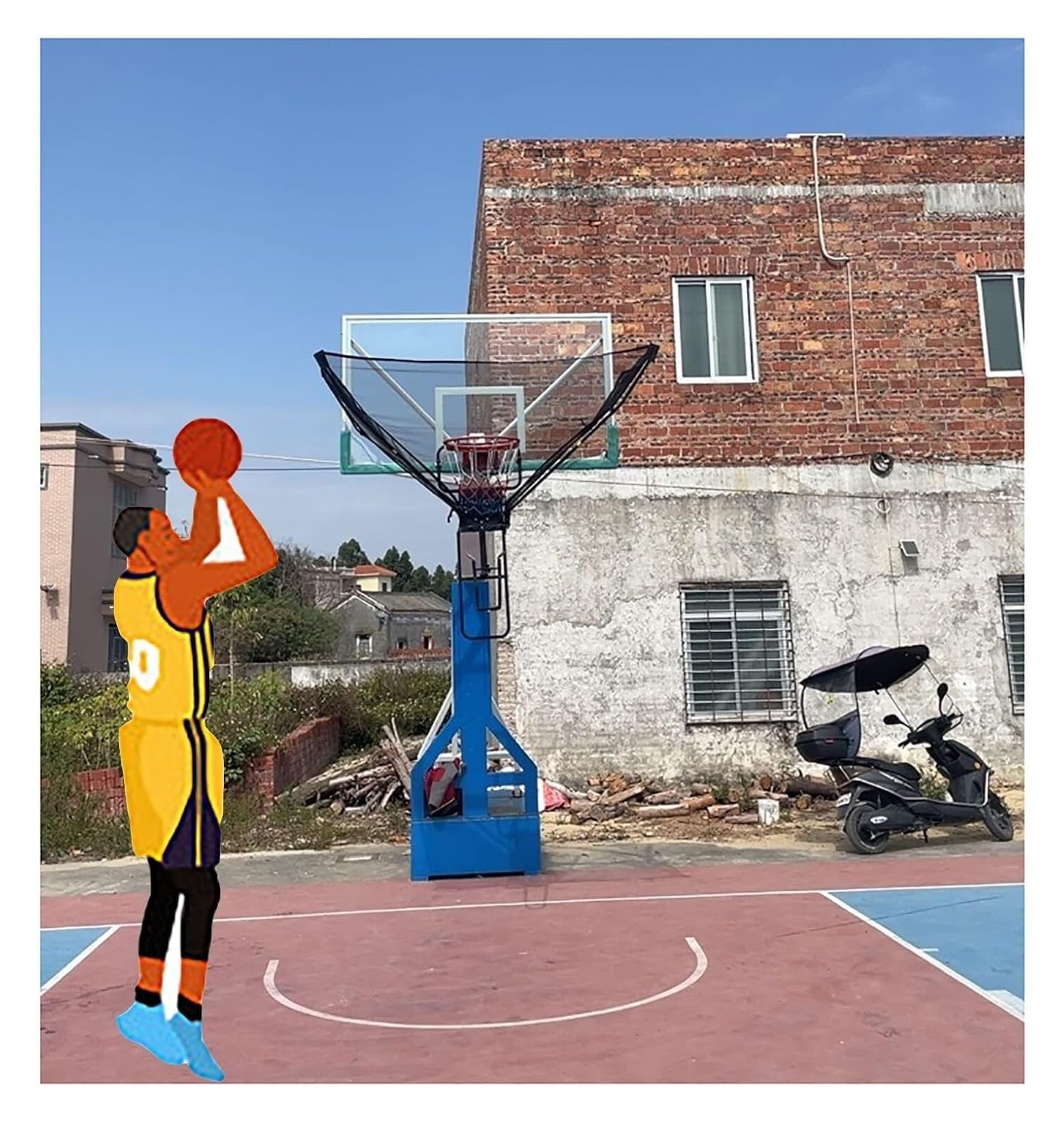 Machine De Retour De Ballon De Basket-Ball, Filet de Retour de tirs de Basketball Suspendu, Portable et Automatique, for entraîneur de Ballon