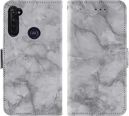 Miniatura 5 de Asuwish Funda compatible con Moto G Stylus 2020 MotoG Pro y protector de pantalla de vidrio templado, tarjetero con función atril y tapa de mármol