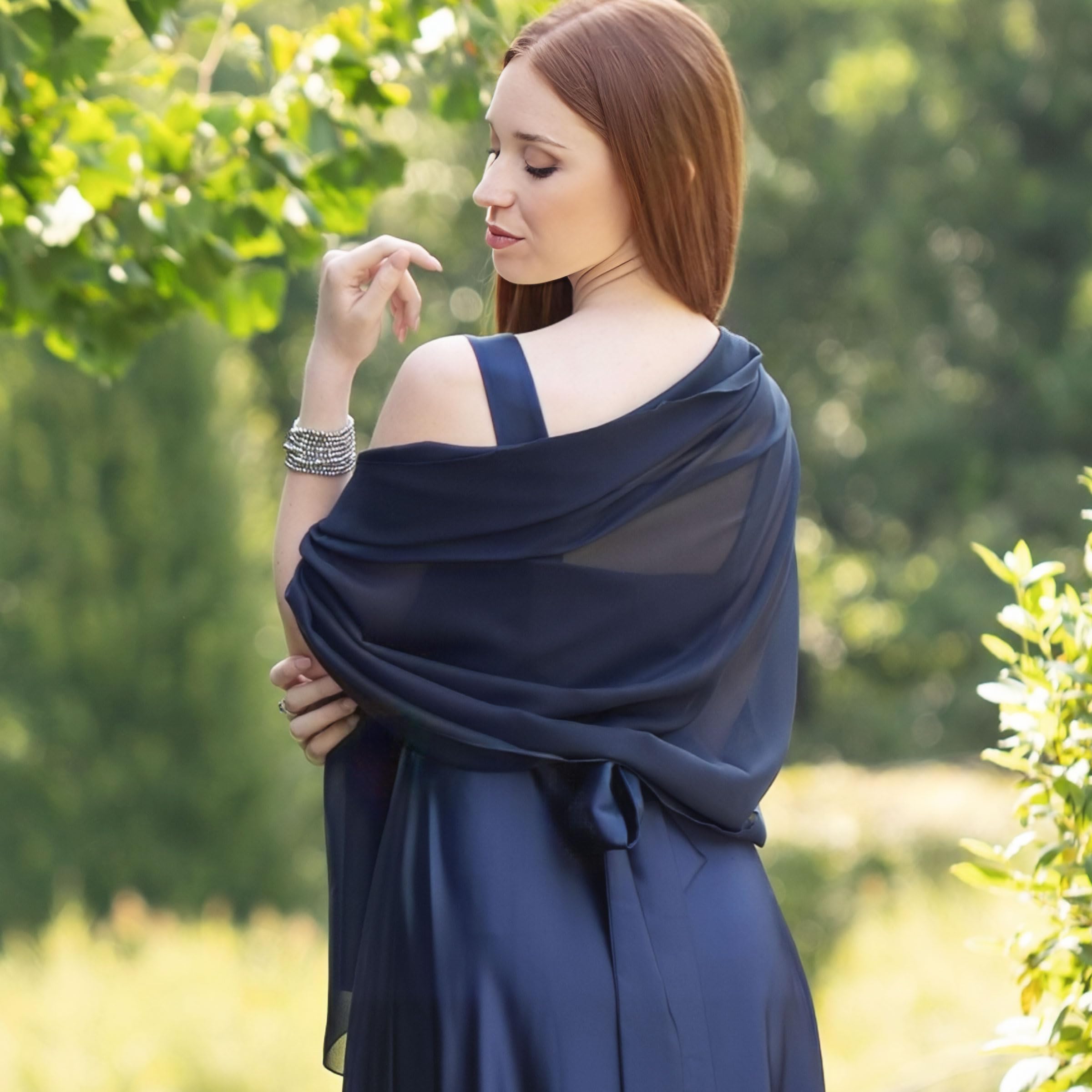 Festliche Stola für Abendkleid Made in Italy 200x80, Chiffon Bolero Damen festlich, Sommerschal für Hochzeit, Schal Sommer