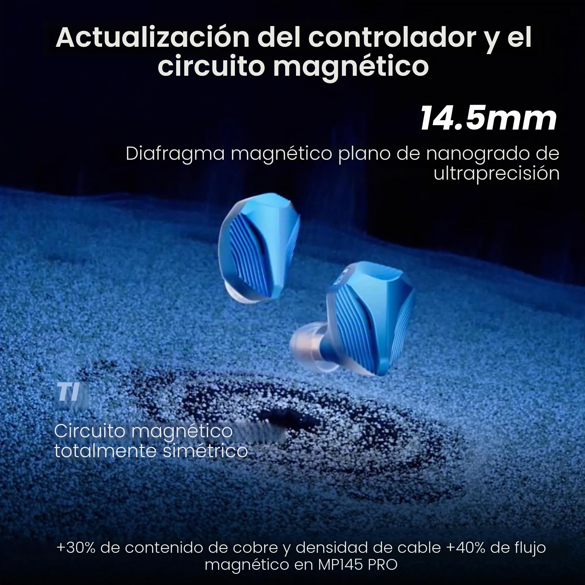 Hidizs MP145 Pro Auriculares In Ear Monitor Planar 14.5 mm, Co-ingeniería WDC, Diseño Avanzado, Cable 4 núcleos 6N OFC, Exclusivo Almohadillas 'Sea Anemone' + Estuche Piel Premium, 3.5 mm y 4.4 mm
