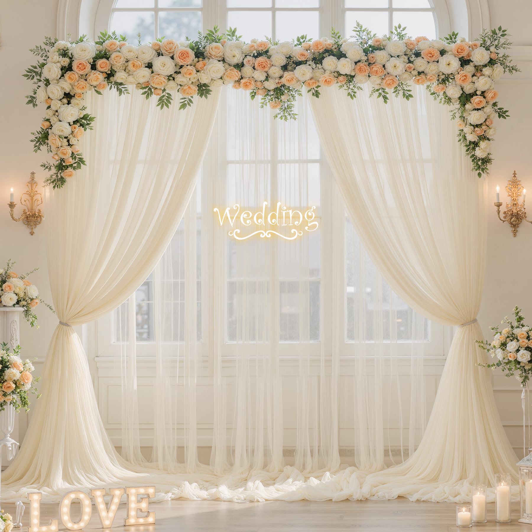 Szampański kolor przezroczysty zasłony na baby shower ślub urodziny tiul tło na imprezę sesję zdjęciową dekoracje tła 3 m x 2,4 m