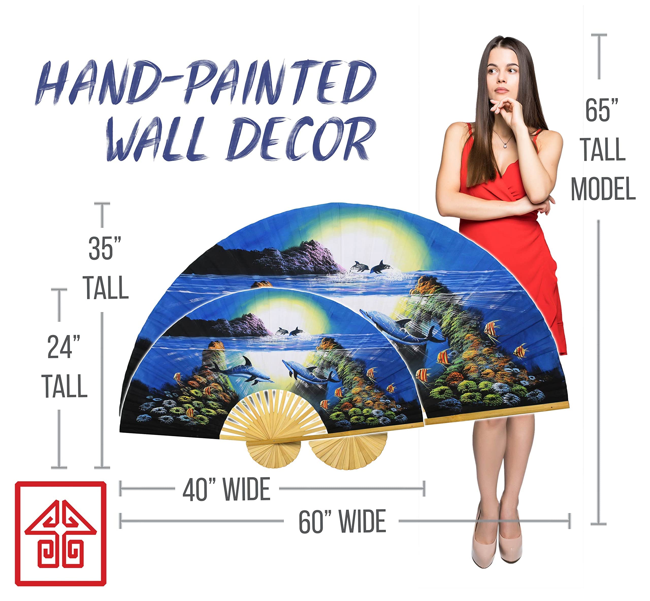 Amazon.com: Nautical Decor Folding Wall Fan Hand-Painted Beach
