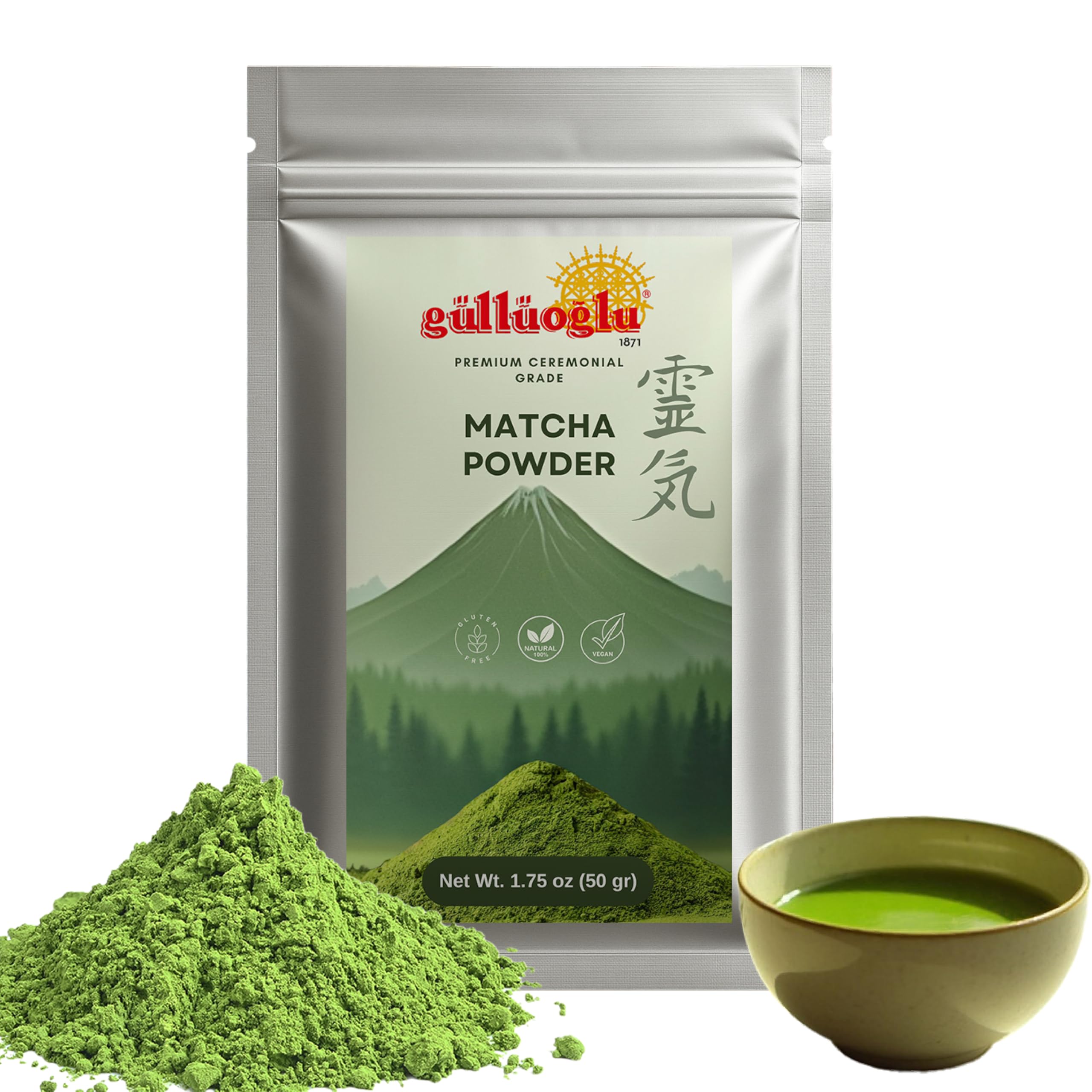 Gulluoglu Japanese Matcha Green Tea Powder - 1 75 oz 50 g Ceremonial Grade Premium Antioxidant Superfood for