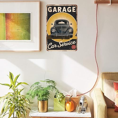 Letrero de metal vintage de carreras, letrero de lata retro de garaje, regalo para amantes de los autos, decoración de pared para bares, cafeterías,