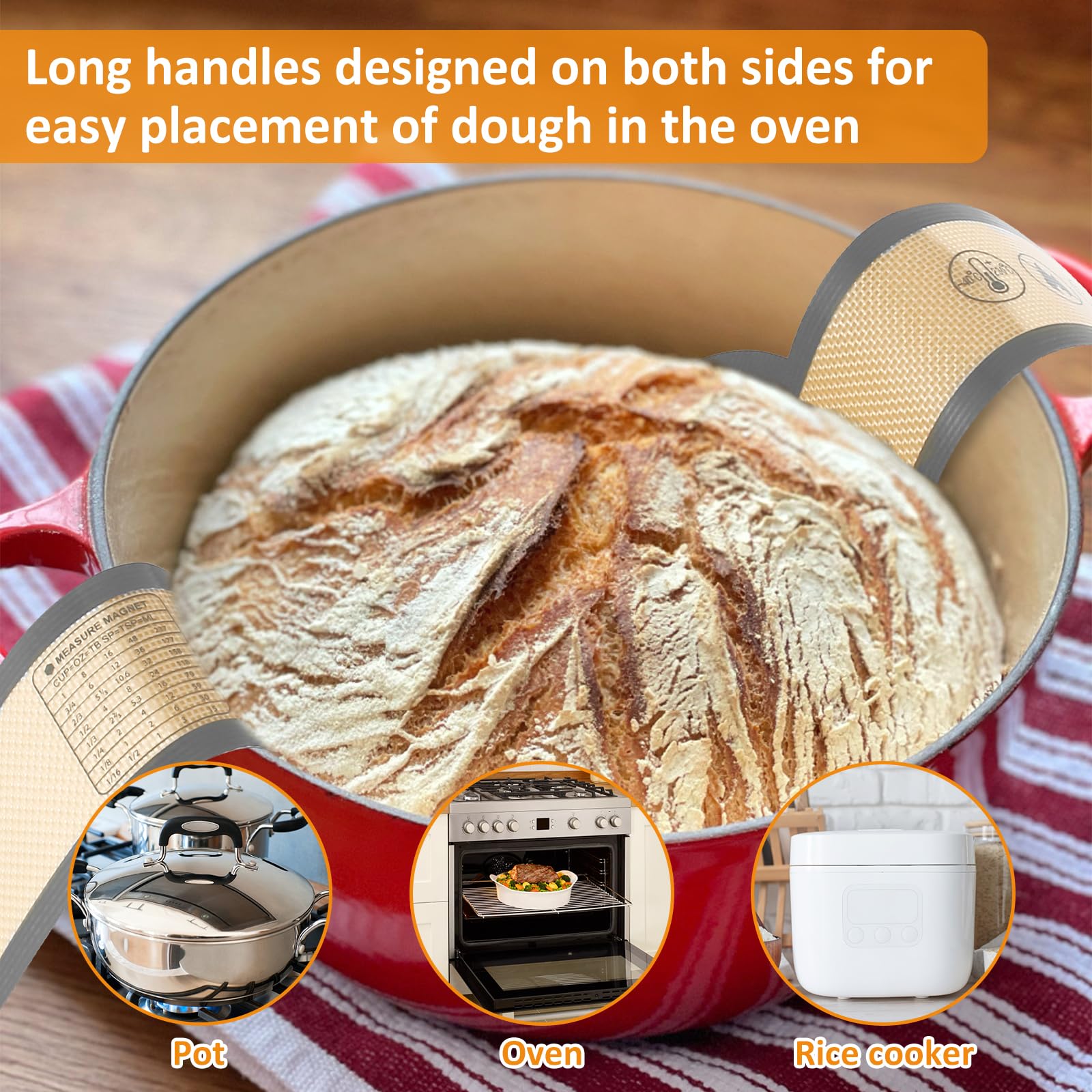 Tapis De Cuisson En Silicone Pour Pain - Longueur 55 Cm, Poignées, Anti-adhésif, Réutilisable, Facile à Nettoyer - 11