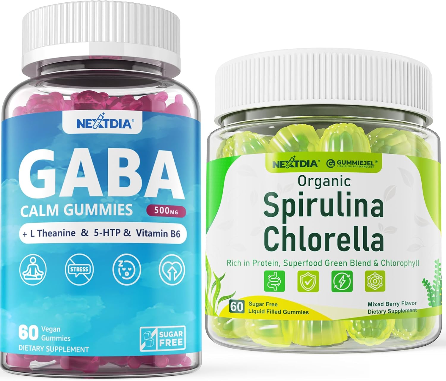 Sugar Free Organic Spirulina Chlorella Gummies...